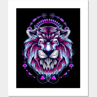 lion head artwork Posters and Art